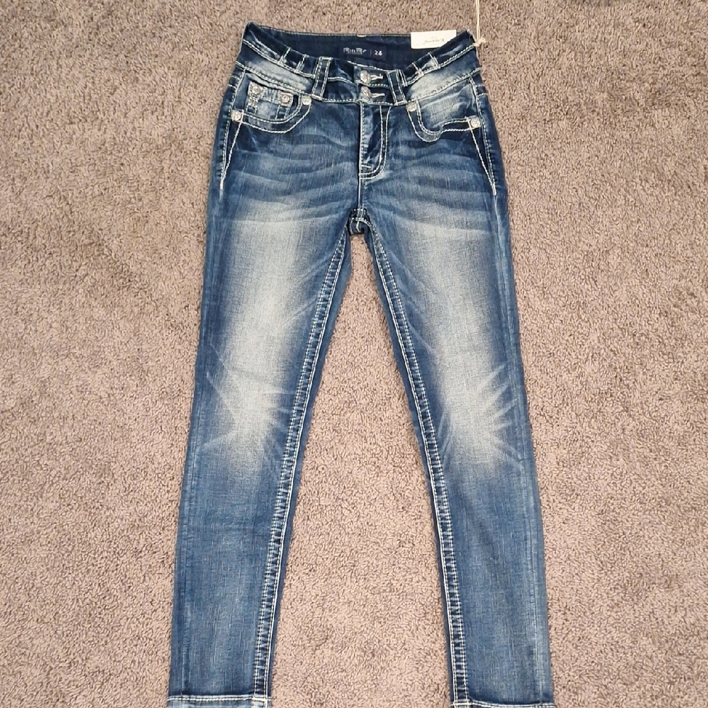 Miss Me Distressed Blue Skinny Jeans